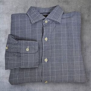 Polo Ralph Lauren Navy & White Check Plaid Button Down Shirt Size Medium Men A92